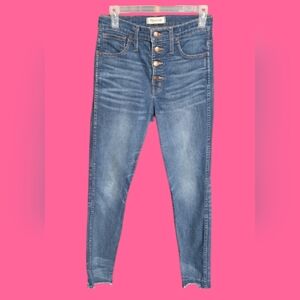 Madewell High-Rise Button-Fly Skinny Jeans in Medium Blue